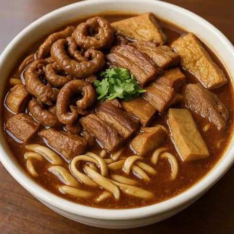 卤煮 (lǔ zhǔ) – Beijing-Style Braised Pork Offal with Tofu and Noodles in Rich Broth