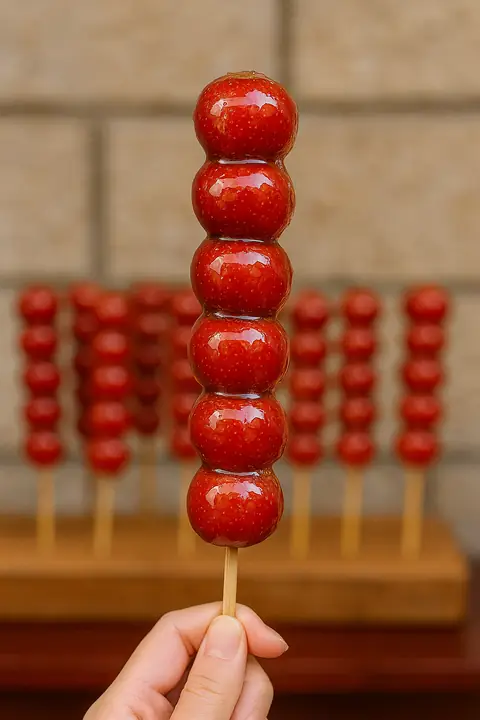 糖葫芦 (táng hú lu) – Traditional Beijing Candied Hawthorn Skewers